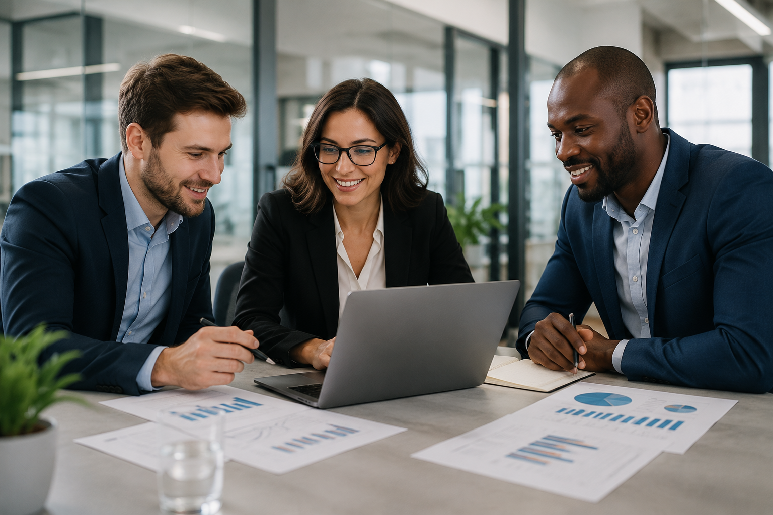 Business advisor discussing accounts and reports with a client
