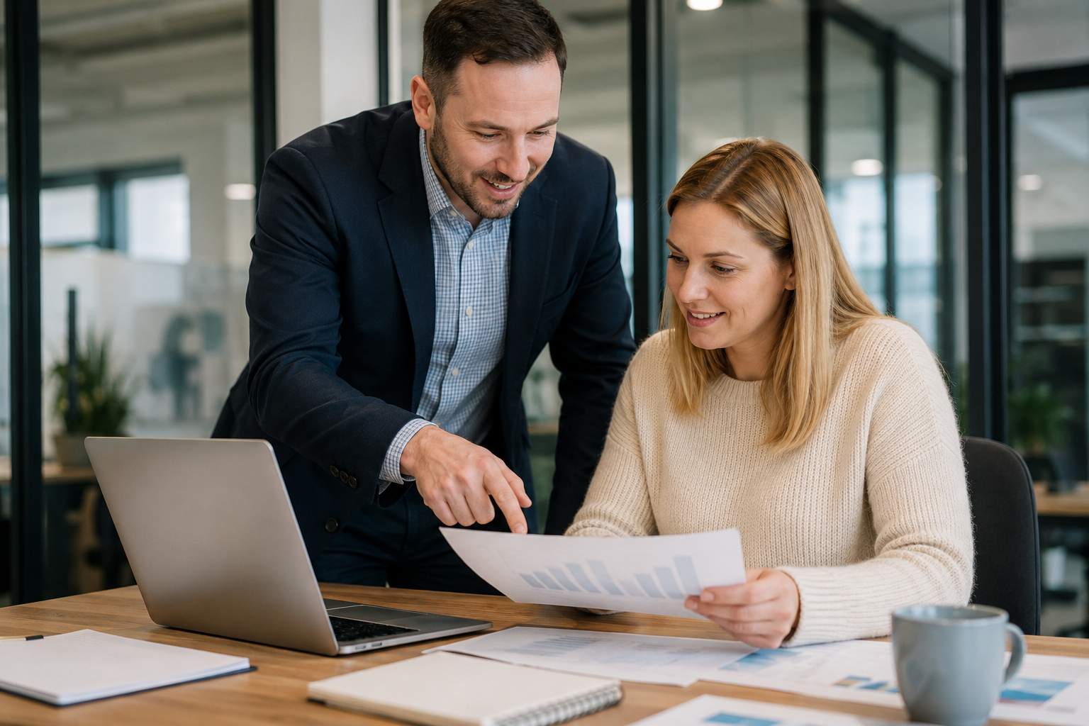 Professional accountant preparing reports in a clean office setting
